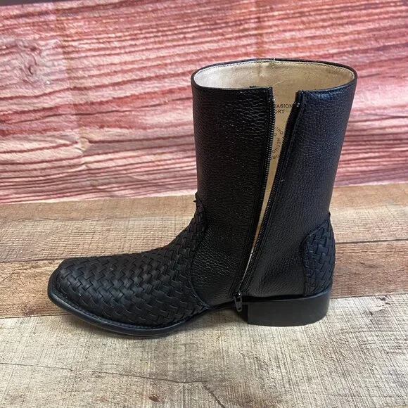 Men's Western Rodeo Cowboy Handwoven Petatillo Genuine Leather Mexican Boots - Picture 5 of 8